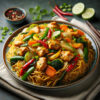 Our Chicken Hakka Noodles are a perfect blend of fresh, stir-fried noodles tossed with succulent chicken strips and crisp vegetables, seasoned with oriental spices. Prepared with fresh ingredients in a clean, sanitised kitchen, this dish offers a hygienic, flavourful journey to the streets of Asia.