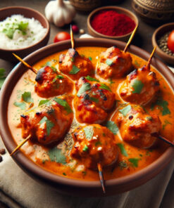 Chicken Tikka Lababdar is a sumptuous feast of tender chicken tikka pieces immersed in a creamy, rich tomato gravy, embodying a perfect fusion of bold flavors and smooth texture.