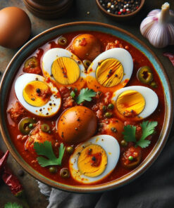 Our Egg Curry is a homely yet exotic dish featuring hard-boiled eggs immersed in a freshly prepared, aromatic tomato and onion gravy. The eggs are sourced daily to ensure freshness, and the dish is cooked in a scrupulously clean environment, maintaining the highest standards of hygiene.