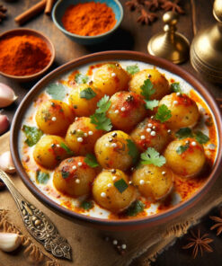 Our Kashmiri Dum Aloo is an exquisite preparation of baby potatoes, slow-cooked in a fragrant, yogurt-based gravy with a blend of traditional Kashmiri spices. The emphasis on using freshly sourced potatoes and maintaining hygiene in preparation makes this dish a flavourful and trustworthy choice.