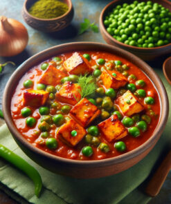 Matar Paneer is a classic Indian dish, combining fresh green peas and paneer in a mildly spiced tomato-based sauce. We focus on using the freshest ingredients and maintain high standards of cleanliness, making this dish a wholesome and hygienic choice for paneer lovers.