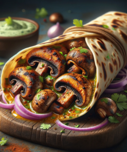 Mushroom Achari Tikka Roll