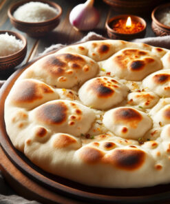 Freshly baked in a traditional tandoor, our Plain Naan is made with the finest ingredients, ensuring a soft, fluffy texture in every bite. We emphasize hygiene in its preparation, ensuring a clean, wholesome experience. This bread is a versatile accompaniment, perfect for savoring with a variety of curries.
